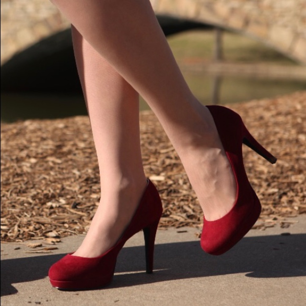 Suede high heel shoes